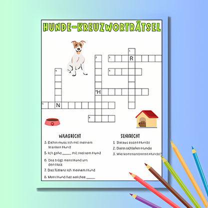 Kinder Beschäftigungsbuch: Hunde Activity Buch - Ein Hunde Rätselbuch für Kinder mit 80 Rätseln wie : Kreuzworträtsel + Wörtersuche + Finde den Fehler + Labyrinths + Punkt zu Punkt + Ausmalmotive + Wörter erraten | Für Kindergarten- & Grundschul-Kinder