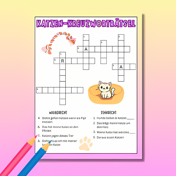 Kinder Beschäftigungsbuch: Katzen Activity Buch - Ein Katzen Rätselbuch für Kinder mit 80 Rätseln wie : Kreuzworträtsel + Wörtersuche + Finde den Fehler ... | Für Kindergarten- & Grundschul-Kinder
