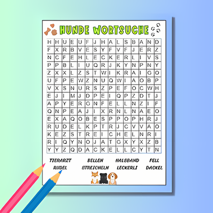 Kinder Beschäftigungsbuch: Hunde Activity Buch - Ein Hunde Rätselbuch für Kinder mit 80 Rätseln wie : Kreuzworträtsel + Wörtersuche + Finde den Fehler + Labyrinths + Punkt zu Punkt + Ausmalmotive + Wörter erraten | Für Kindergarten- & Grundschul-Kinder
