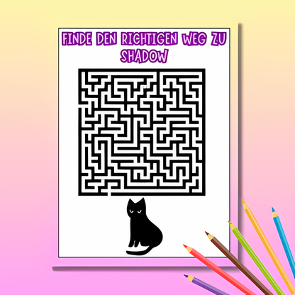 Kinder Beschäftigungsbuch: Katzen Activity Buch - Ein Katzen Rätselbuch für Kinder mit 80 Rätseln wie : Kreuzworträtsel + Wörtersuche + Finde den Fehler ... | Für Kindergarten- & Grundschul-Kinder