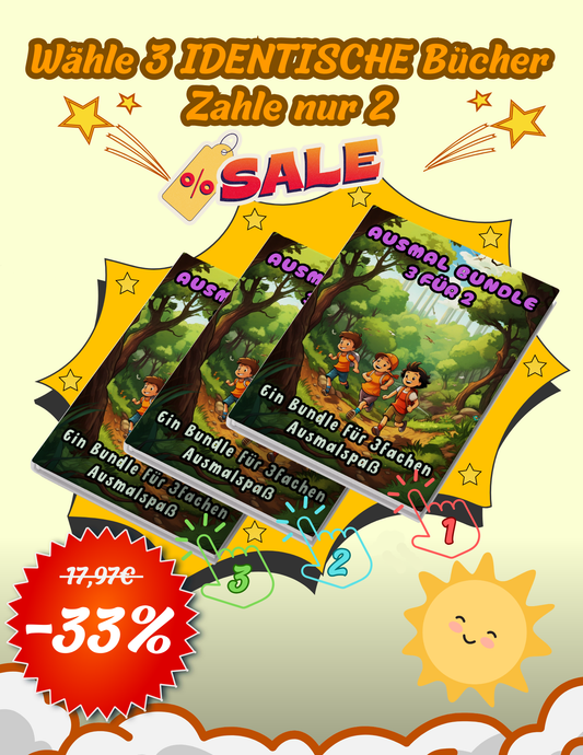 Ausmalspaß im 3er-Set – 3 identische Bücher wählen, nur 2 bezahlen!