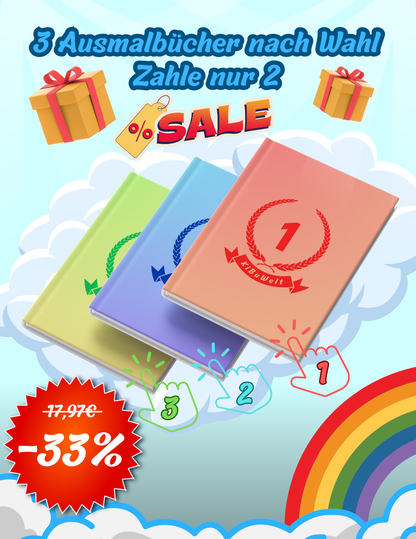 Wunsch-Bundle: 3 Ausmalbücher nach Wahl – nur 2 bezahlen!