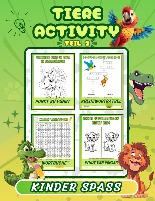 Beschäftigungsbuch für Kinder: Tiere Rätselbuch Teil 2 | Über 100 Tier Rätsel für Kinder | Große Abwechslung mit den besten Rätseln