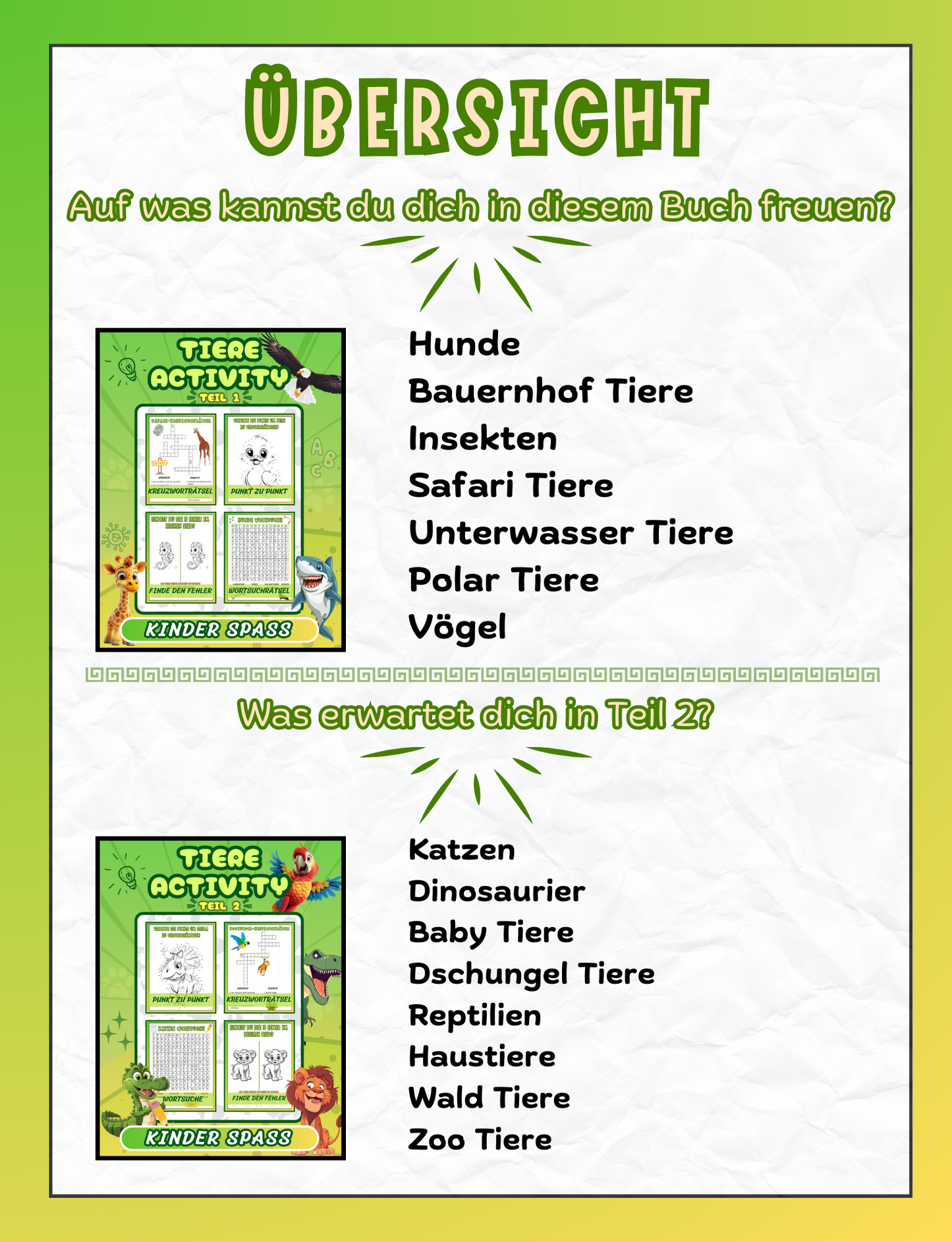 Tierwelt Beschäftigungsbuch Bundle - Teil 1 & 2