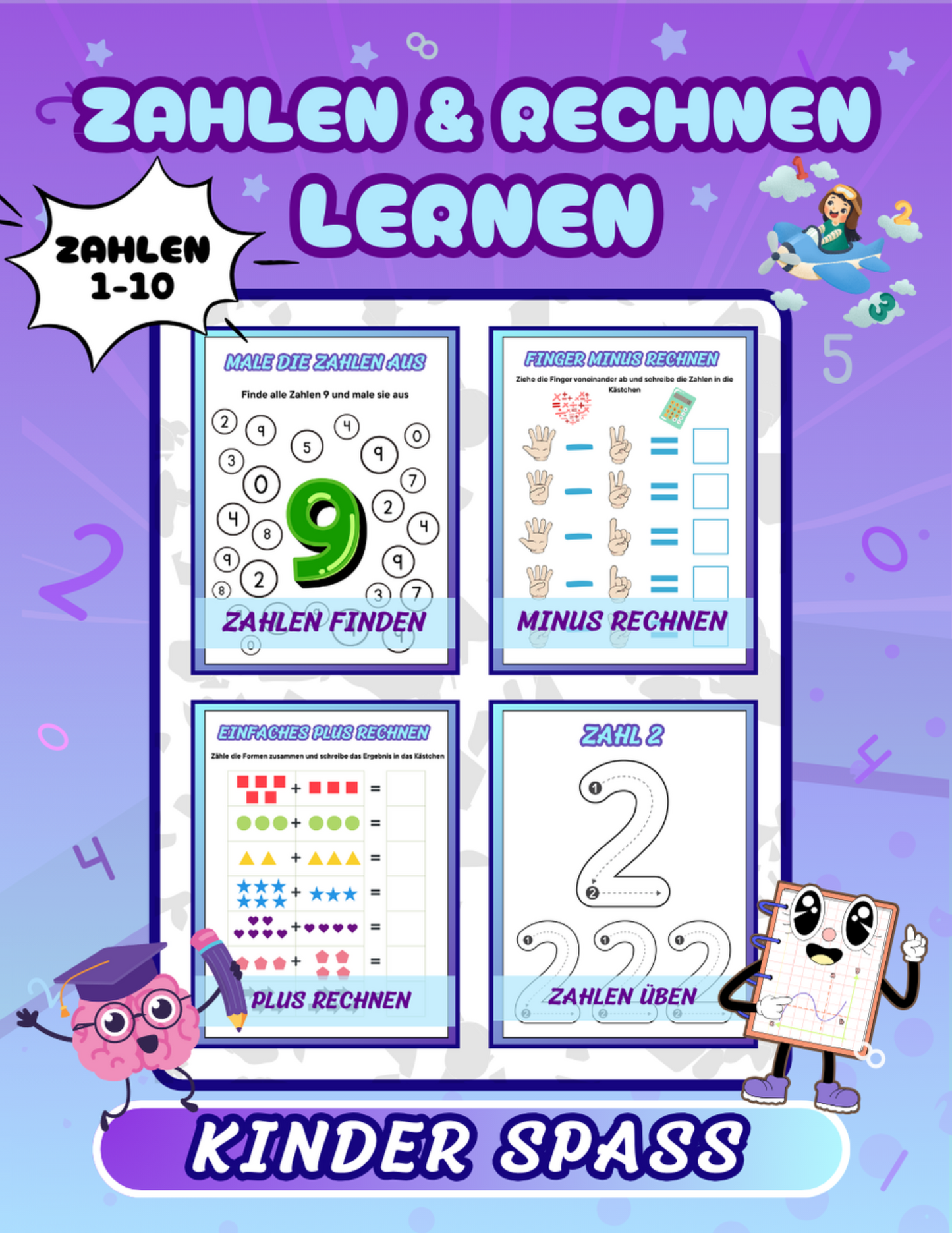 Zahlen & Rechnen lernen: Perfektes Mathe Übungsheft zur Vorschule & Grundschule | Spielend einfach Zahlen & Rechnen lernen für Kinder ab 5 Jahren